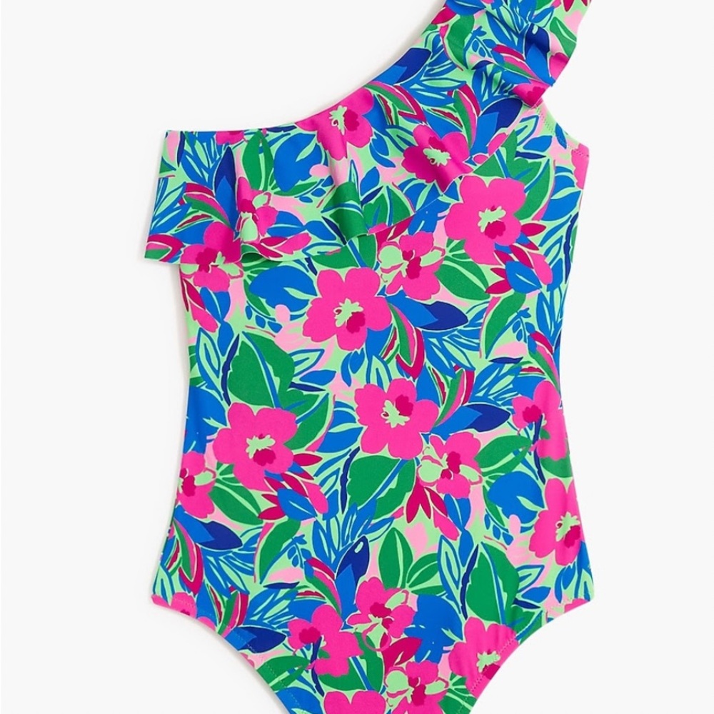 NWT J. Crew Floral One-Shoulder One Piece Swimsuit Lily Pulitzer colors print